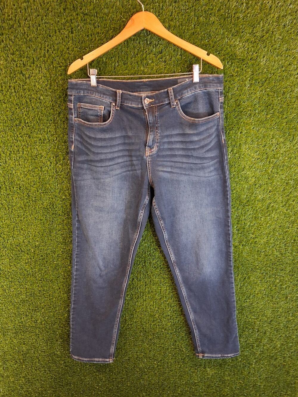Tu Clothing Men's Blue Jeans Size 36S Straight Leg Dark Wash Stretch Denim